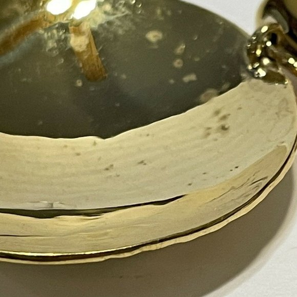 artisan  hammered gold coin dangle pendant earrings - Picture 6 of 6